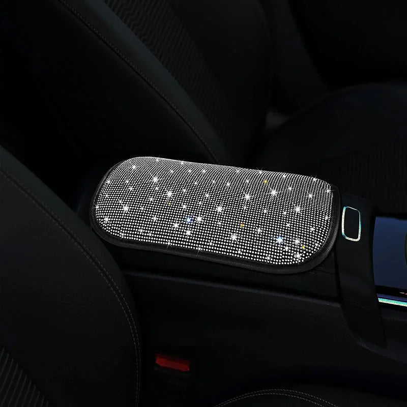 3Pcs Car Accessories Set for Women Steering Wheel Cover Gear Shift Cover Armrest Pad Mat Bling Auto Diamond Decortion Styling