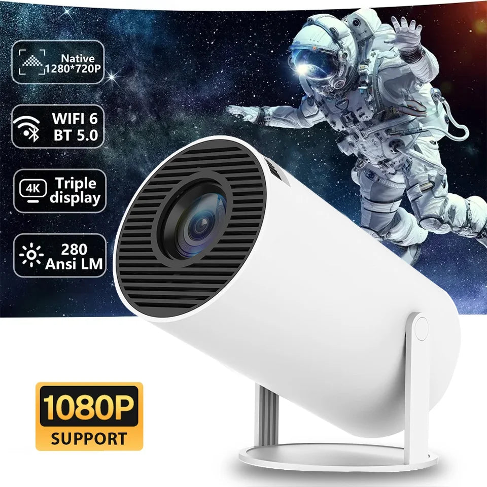 Compact Bluetooth Mini Projector | 1080P, 4K Support, 180° Rotation