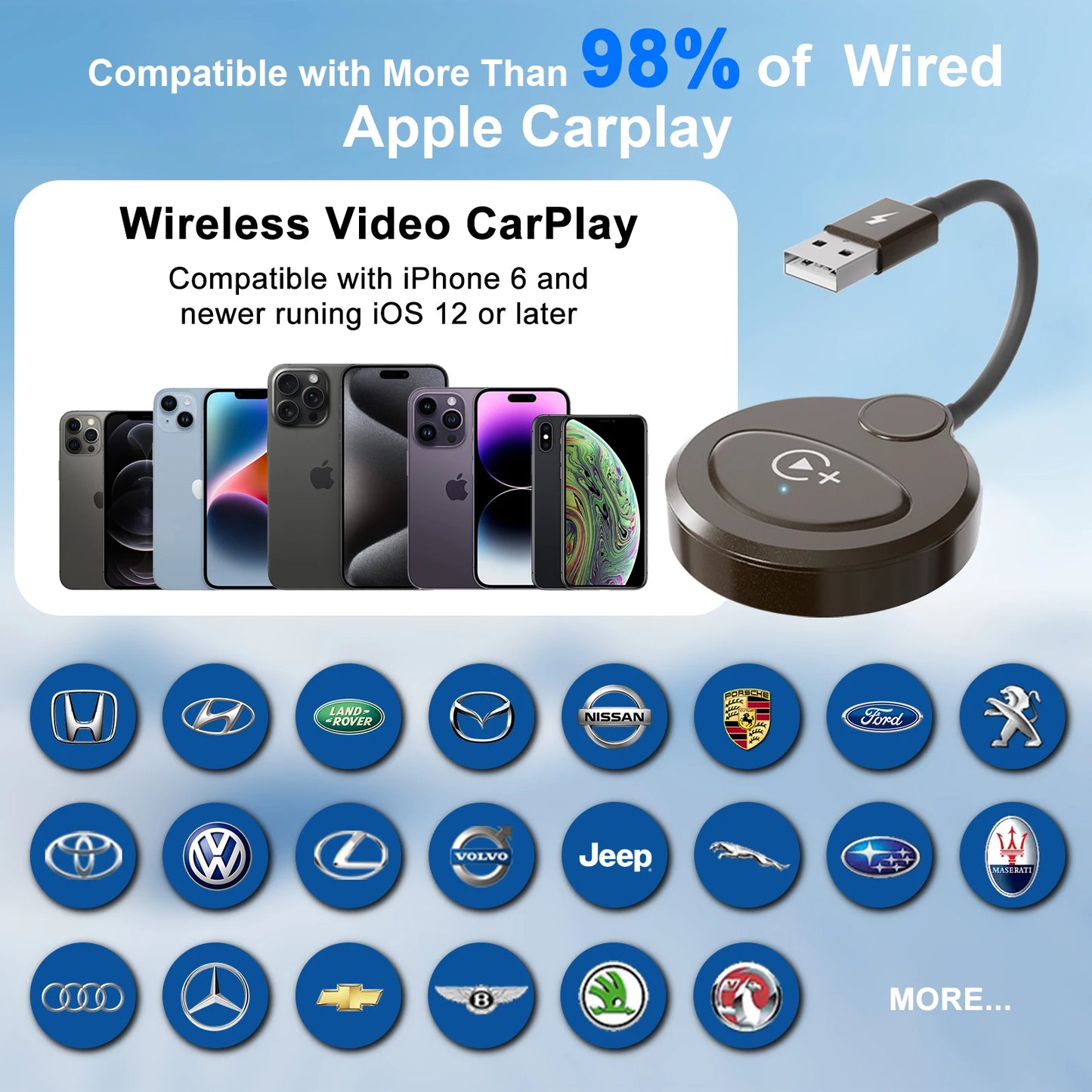 Wireless CarPlay Adapter | Netflix YouTube TikTok Streaming for Car Screen
