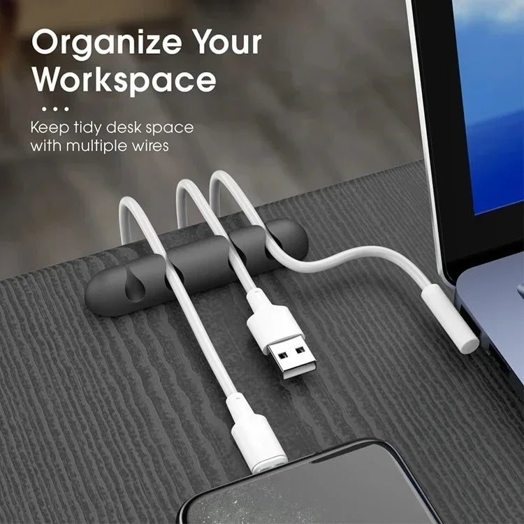 Silicone Cable Management Clips | Self-Adhesive Desk Cord Organizer, 6-Pack