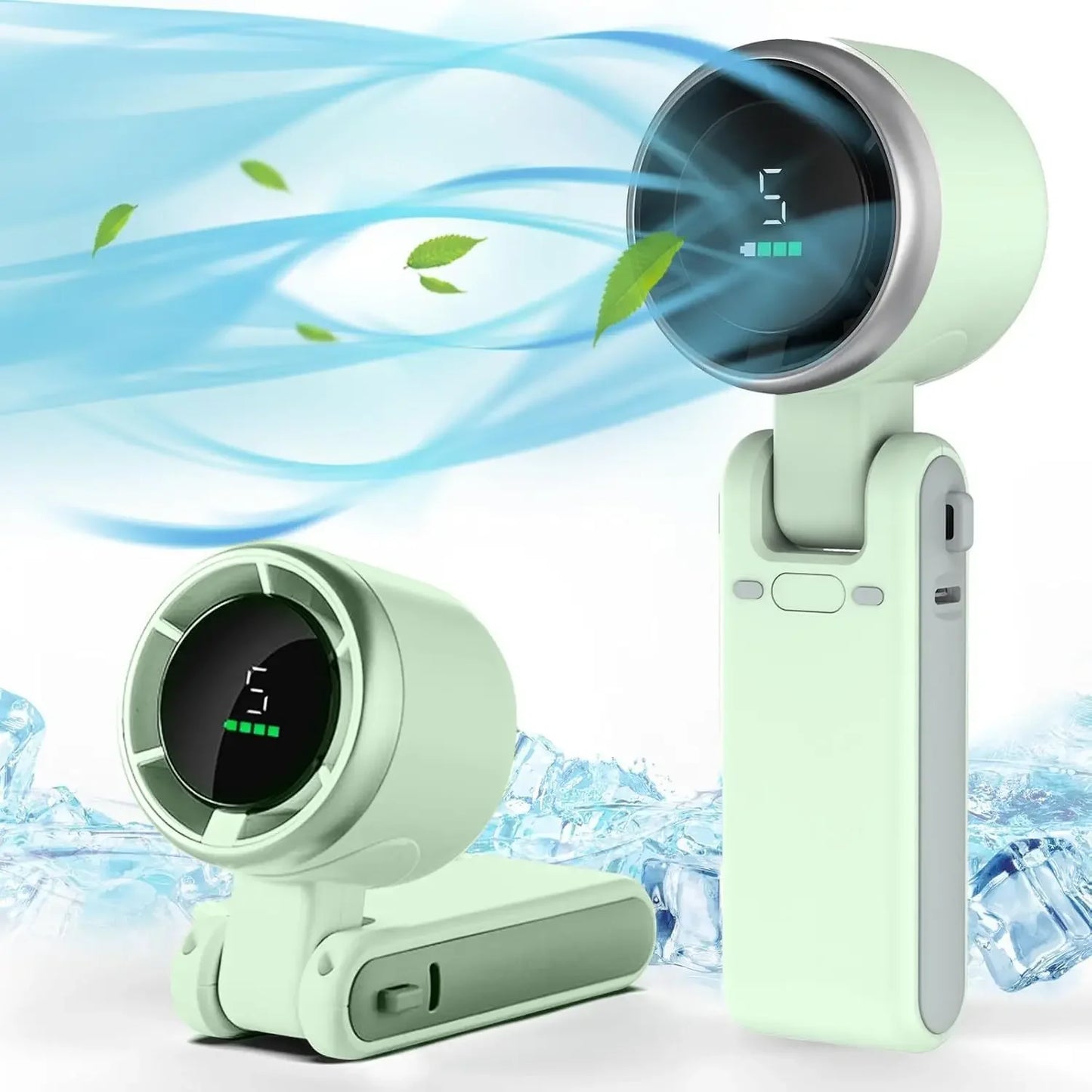 3-in-1 Mini Travel Fan | 5-Speed Rechargeable, 3600mAh Battery, USB Charging