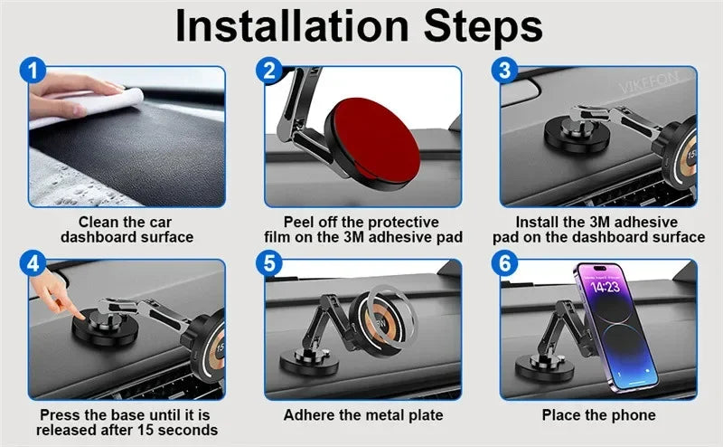 MagSafe Car Wireless Charger Holder | Fast Charging Mount for iPhone 12–15