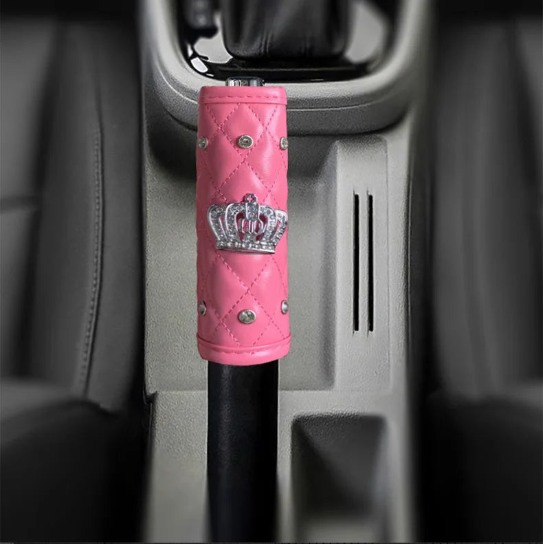 Pink Diamond Seat Belt Cover & Gear Shift Cover Set – Rhinestone Car Interior Accessories for Women