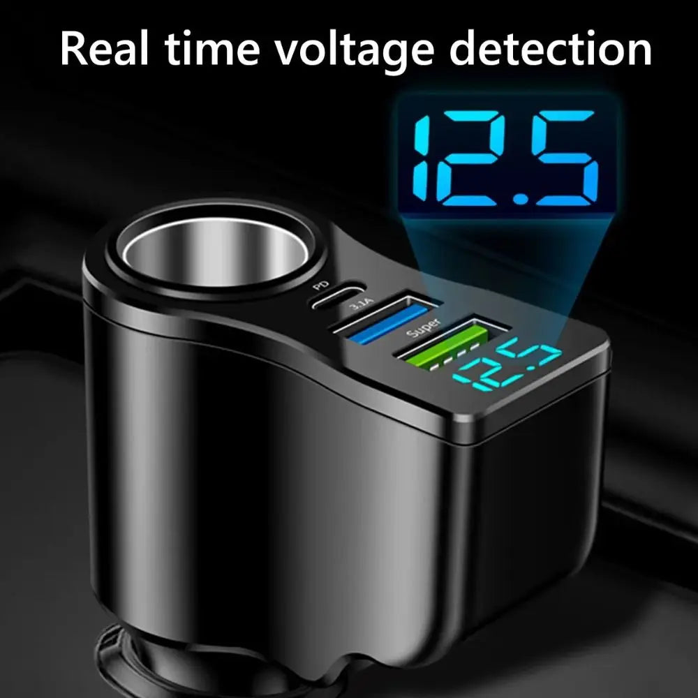 4-in-1 Dual USB & USB-C Compact Plug | 66W Fast Car Charger Adapter