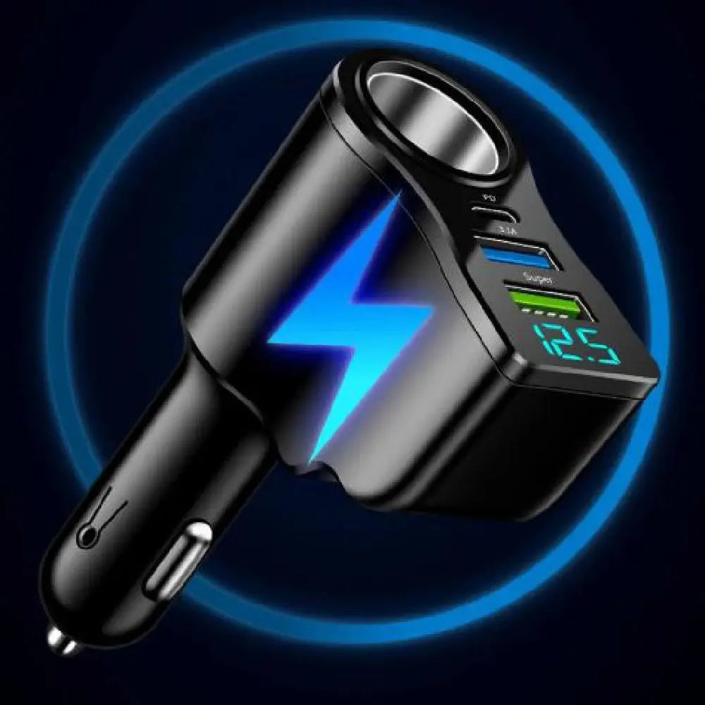 4-in-1 Dual USB & USB-C Compact Plug | 66W Fast Car Charger Adapter