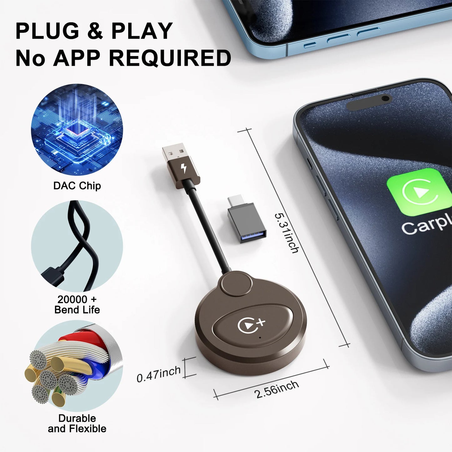 Wireless CarPlay Adapter | Netflix YouTube TikTok Streaming for Car Screen
