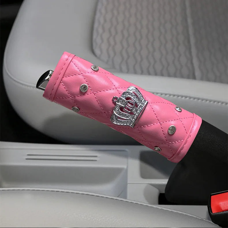 Pink Diamond Seat Belt Cover & Gear Shift Cover Set – Rhinestone Car Interior Accessories for Women