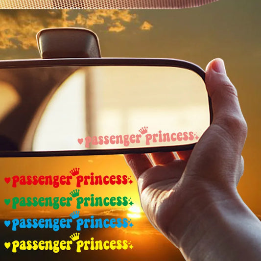 Passenger Princess Rearview Mirror Decal – Star Car Vinyl Sticker Interior Accessories for Women