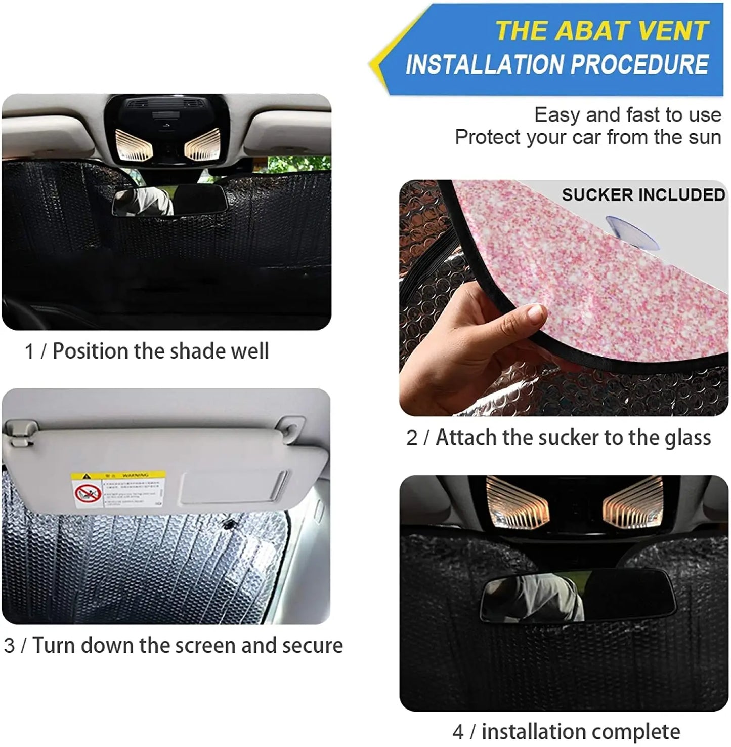 Pink Glitter Car Windshield Sunshade – UV Sun Shield Visor for Women | Fits Most Cars