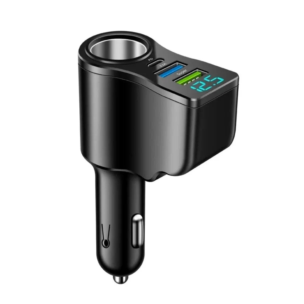 4-in-1 Dual USB & USB-C Multi-Device | 66W Fast Car Charger Inverter