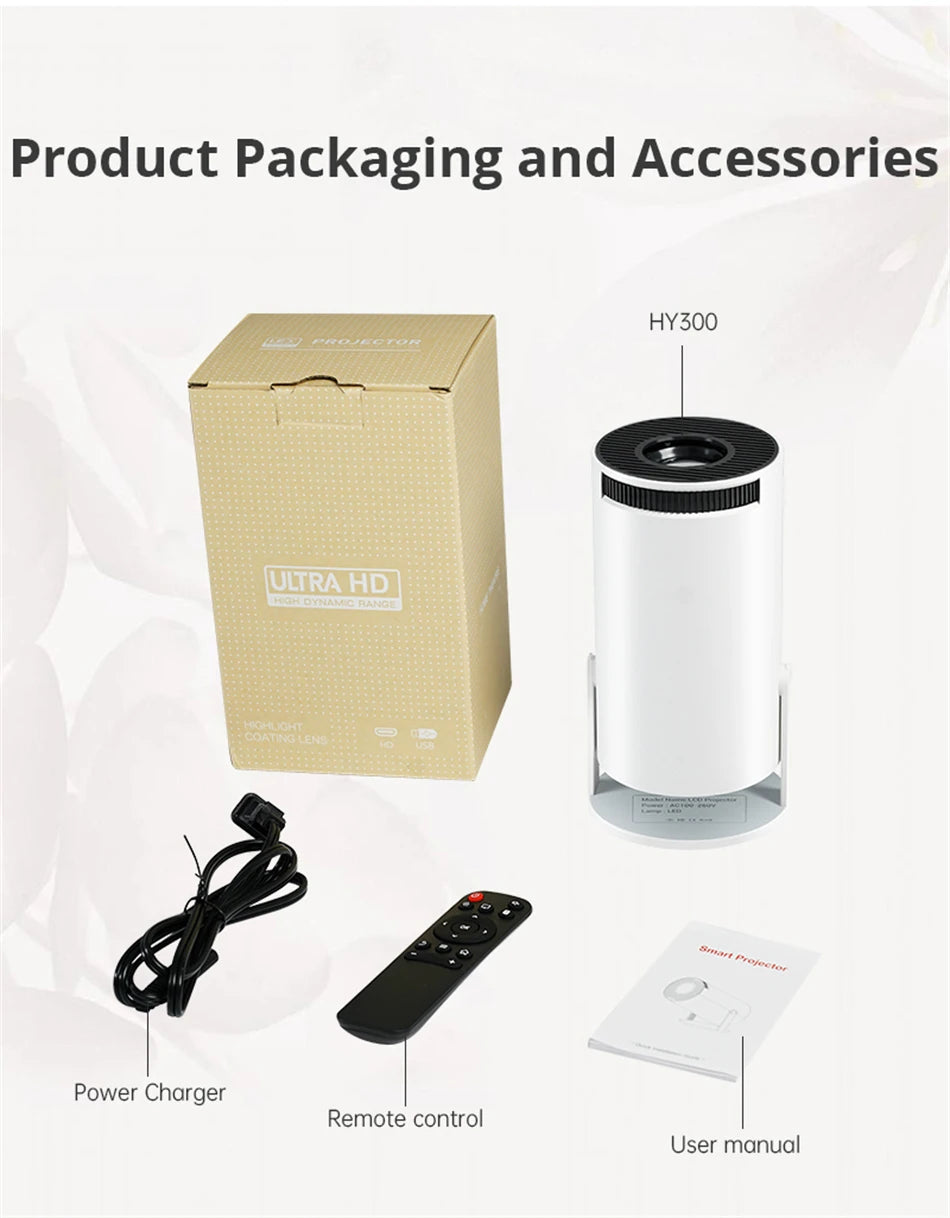 Compact Bluetooth Mini Projector | 1080P, 4K Support, 180° Rotation