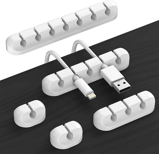 Silicone Cable Management Clips | Self-Adhesive Desk Cord Organizer, 6-Pack