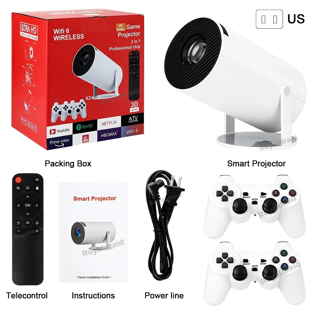 Portable Retro Gaming Projector Console | 19,000+ Games, 4K, 2 Wireless Controllers